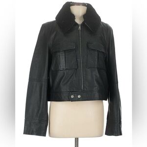 TED BAKER LEATHER HARRIN JACKET Shearling REMOVABLE COLLAR